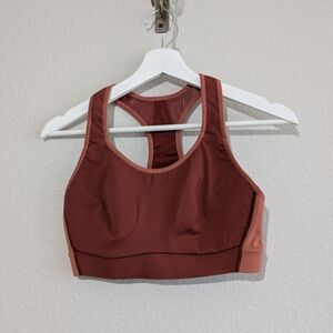 Athleta Racerback Mesh Vents Compression Long Copper Sports Bra 36B/C